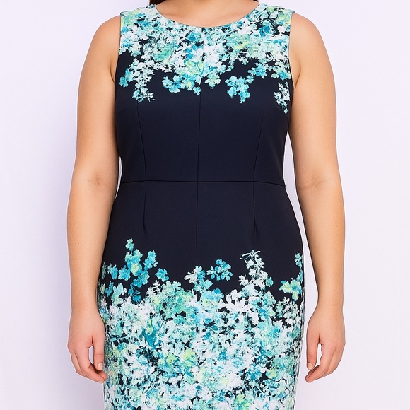 NY&C Floral Sheath Dress Navy Size 14 - Picture 1 of 4
